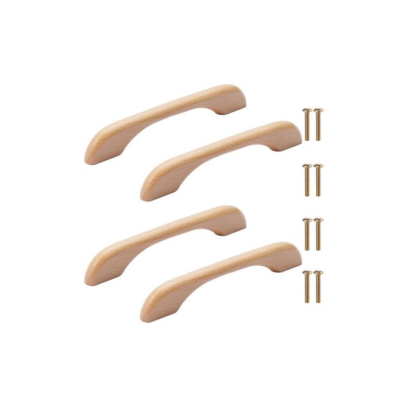 Set Mit 4 Crezuo-holzgriffen Für Schrank- Und Kleiderschrankschubladen, Minimalistische Ankleidezimmermöbel