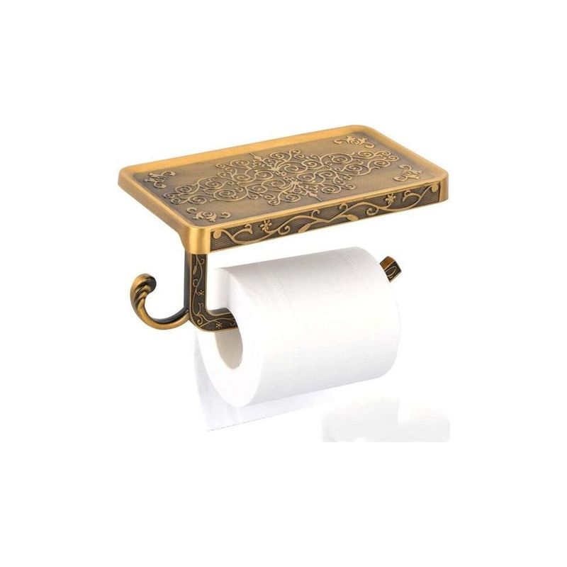 Wandmontierter Toilettenpapierhalter, Toilettenpapierhalter Mit Handyablage, Toilettenpapierhalter Im Retro-vintage-stil, Wc-/badezimmeraccessoires Von Crezuo