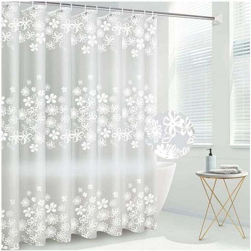 Crezuo 180 X 200 Cm Wasserdichter, Schimmelresistenter, Transparenter Peva-duschvorhang Mit Magnetgewichten Und 12 Duschvorhangringen