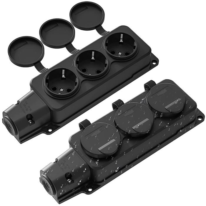 3-fach-steckdosenleiste Für Den Außenbereich – Schutzart Ip54 – 45° Drehbar – 2er-pack