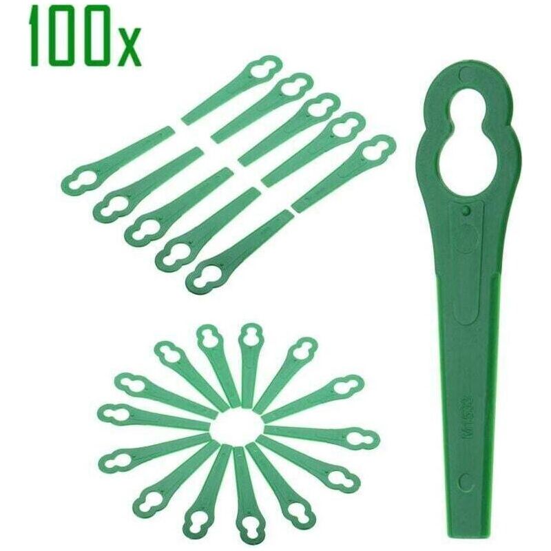 100-teiliges Set Kunststoffmesser, Rasenmähermesser Für Den Garten, Rasenmäherzubehör, Ersatz-kunststoffmesser Für Kantenschneider, Grün, Crezuo
