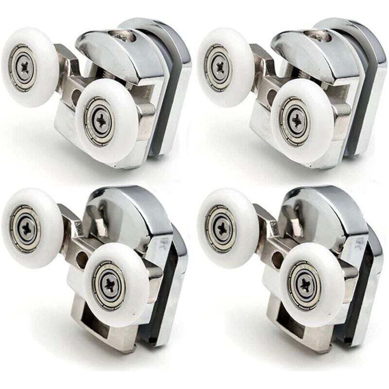 Set Mit 4 Doppelrollen Für Schiebetüren In Der Dusche, Mit 2 X 23 Mm Durchmesser Zinklegierungsrädern, Crezuo Badezimmer