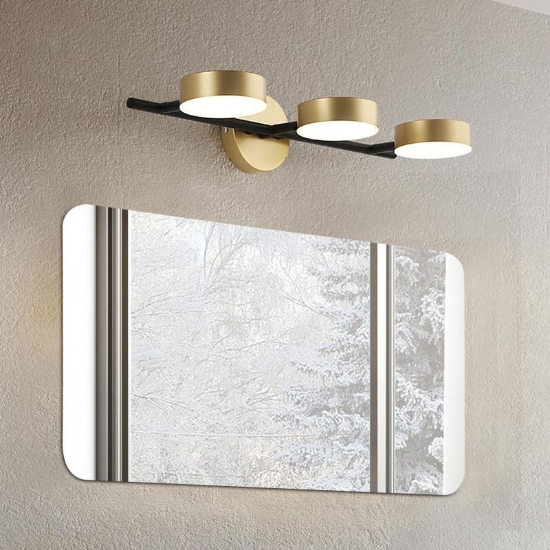 Goldene Led-schwenkwandleuchte, Badezimmerspiegelleuchte, 3 Farbtemperaturen 3000k/4000k/6000k, 3 Leuchten, Für Schlafzimmer, Wohnzimmer, Küche, Flur