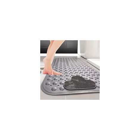 Rutschfeste Duschmatte 70 X 40 Cm, Badematte Mit Saugnapf, Ideal Für Fußmassage – Grau