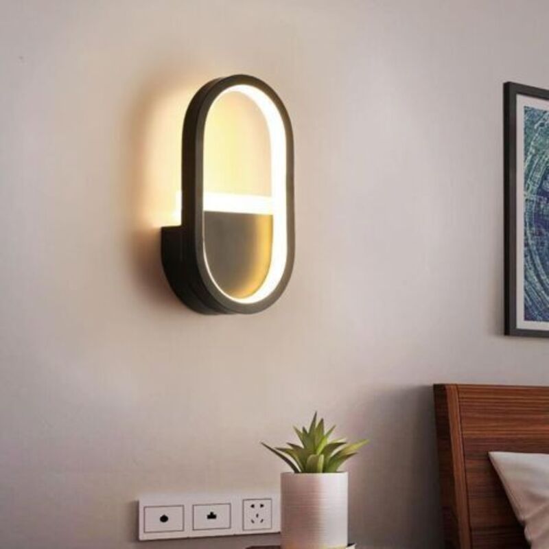 Schwarze Led-wandleuchte Für Den Innenbereich, 3 Farbmodi, Moderne Lampe Für Schlafzimmer, Wohnzimmer Und Flur