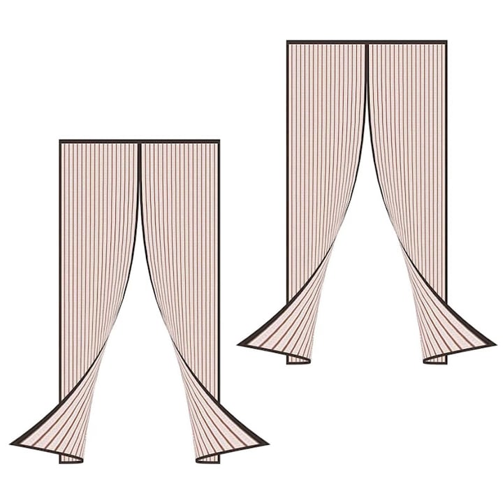 2er-set Türnetze Mit Magnetverschluss, Premium Super, Insektenschutz Gegen Mücken, Fliegen Und Spinnen, 100 X 210 Cm, Strapazierfähig, Braun
