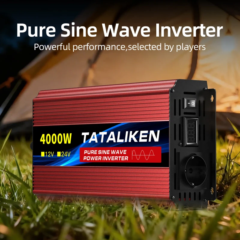 Tataliken Reiner Sinus‑wechselrichter 4000 w, 12 v Dc Auf 230 v, Stromumwandler Für Wohnmobil, Camping, Fahrzeuge Und Notstromversorgung