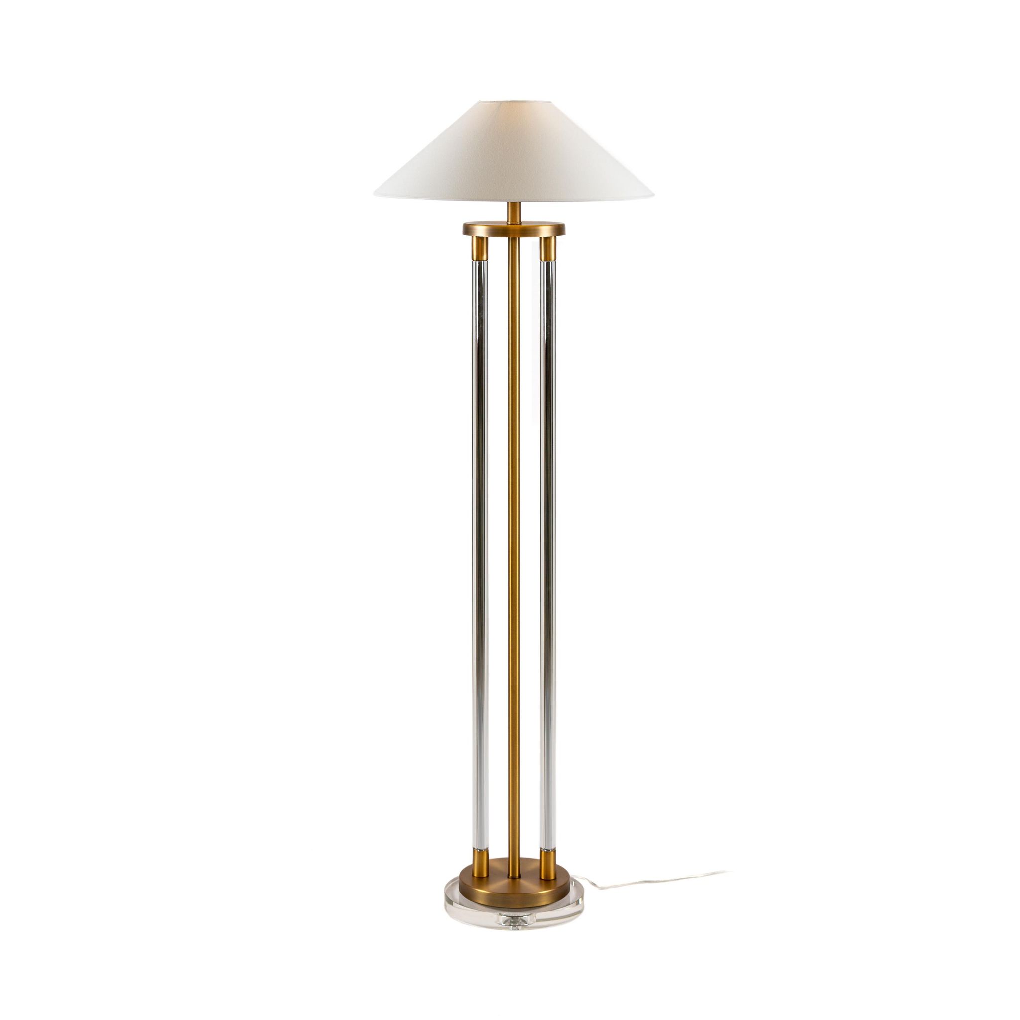Stehlampe, Maße 25 X 25 X 136 Cm, Aus Kristall Und Vergoldetem Metall, Ohne Lampenschirm, Material: Kristall/eisen/kristall, Transparent, Vergoldet, 25 X 25 X 136 Cm