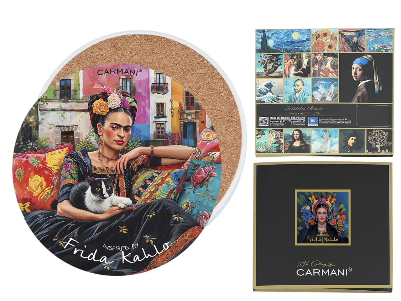 Carmani, Keramikuntersetzer Für Tassen/gläser. Inspiriert Von Den Gemälden Frida Kahlos.