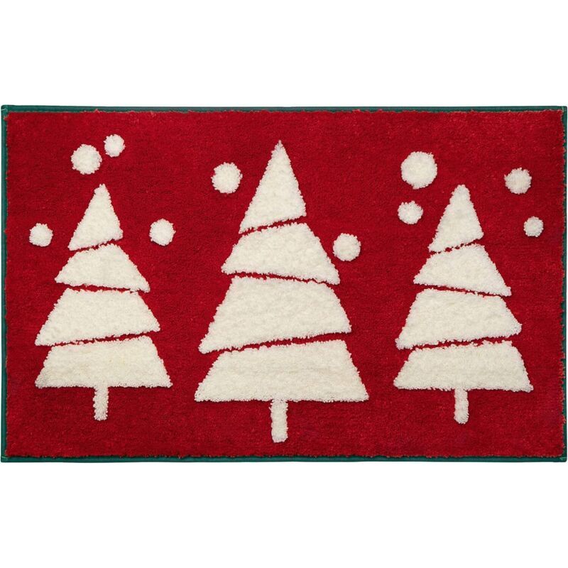 Rote, Dekorative Weihnachtsbadematte, Niedlich, Rutschfest, Fröhlich, Weich, Saugfähig, Waschbar, 50 X 80 Cm, Crezuo