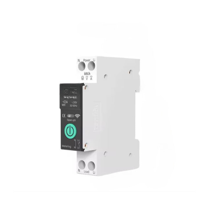 Einphasiges Wlan-relais Und Intelligenter Energiezähler, 2p/63a, Einstellbar, Digital, Überspannungs- Und Überlastschutz, Tuya