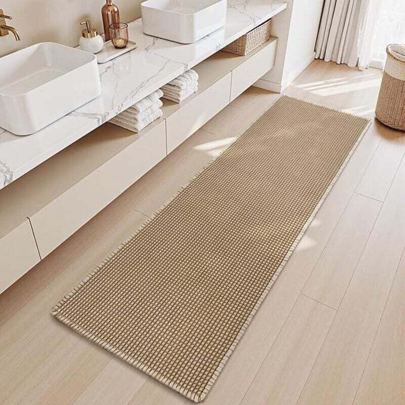 Moderne, Zweifarbige Badematte Im Waffelmuster, Super Saugfähig, Maschinenwaschbar, Rutschfest, Für Bad Und Dusche, 45 Cm X 120 Cm, Crezuo