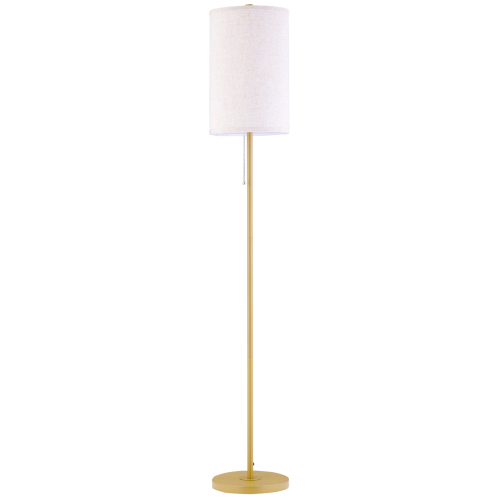 Stehlampe Aus Stahl Mit Leinenschirm, Kordelschalter, E27-fassung, Beige Bodenleuchte Für Wohnzimmer Und Schlafzimmer