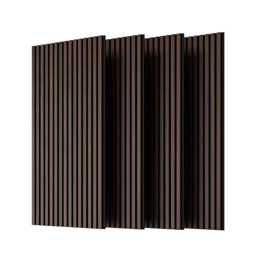 Wandpaneele Aus Holz, 4er-set 3d-akustikpaneele Mit Rillen Für Wand Und Decke, Dreiseitige Holzverkleidung, 120 X 60 Cm, Farbe Dunkelwalnuss