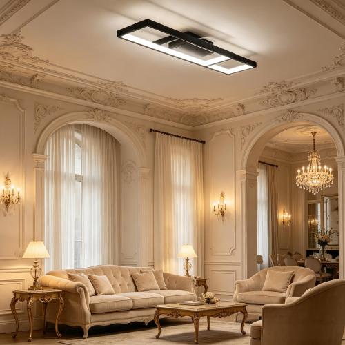 Rechteckige Led-deckenleuchte 43w 70x30cm 4600lm Farbtemperatur Einstellbar 3000-6000k Mit Fernbedienung