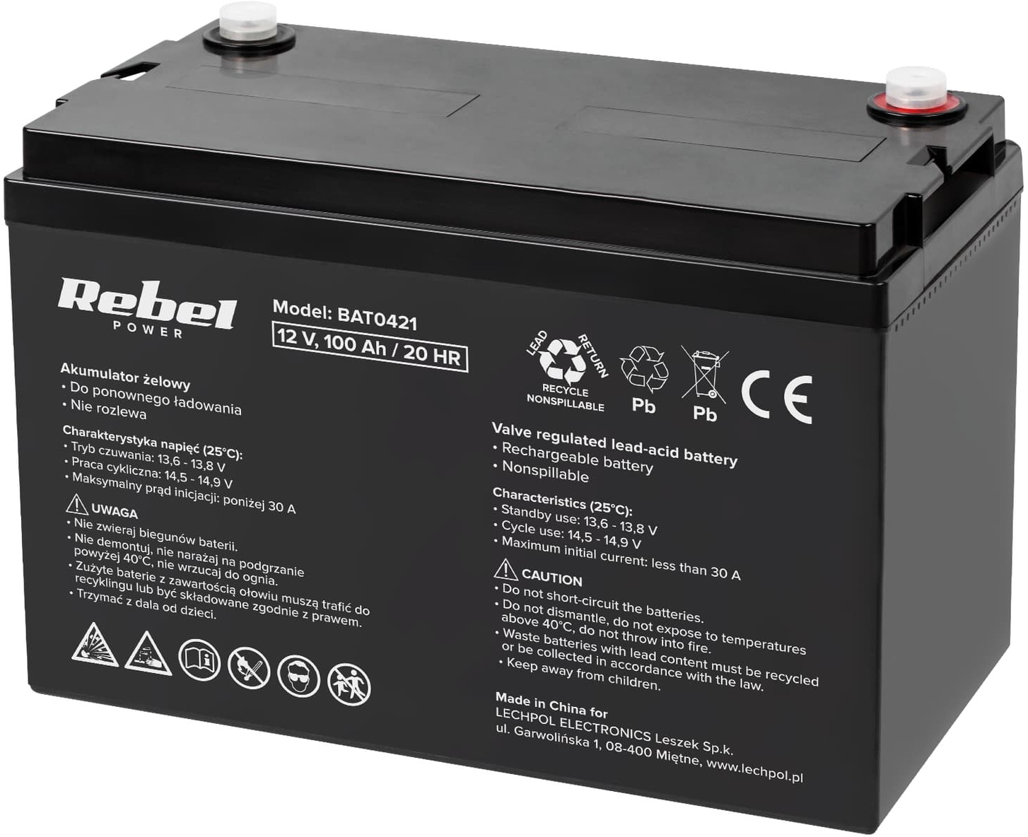 Rebel Electro 12v-100ah Gel-batterie (bat0421)