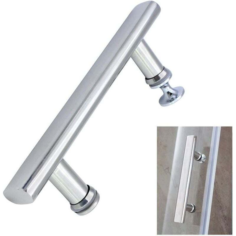 Duschtürgriff, 145 Mm Mittenabstand, Edelstahl, Ersatzteil Für Glasduschtüren, Silberner Crezuo-knauf