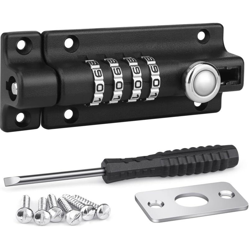 Zahlenschloss Mit 4-stelliger Zahlenkombination, 120-mm-code-türschloss Für Schuppen/garten/garage/tresor, Schwarz, Crezuo
