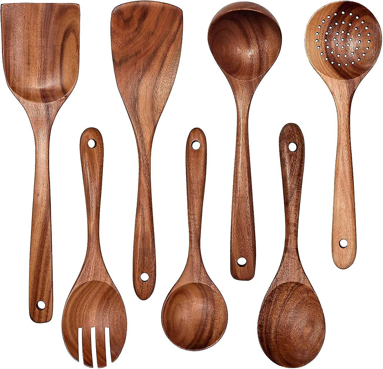 7-teiliges Set Aus Holzlöffeln, Antihaftbeschichtete Küchenutensilien, Kochutensilien, Holzlöffel Zum Kochen