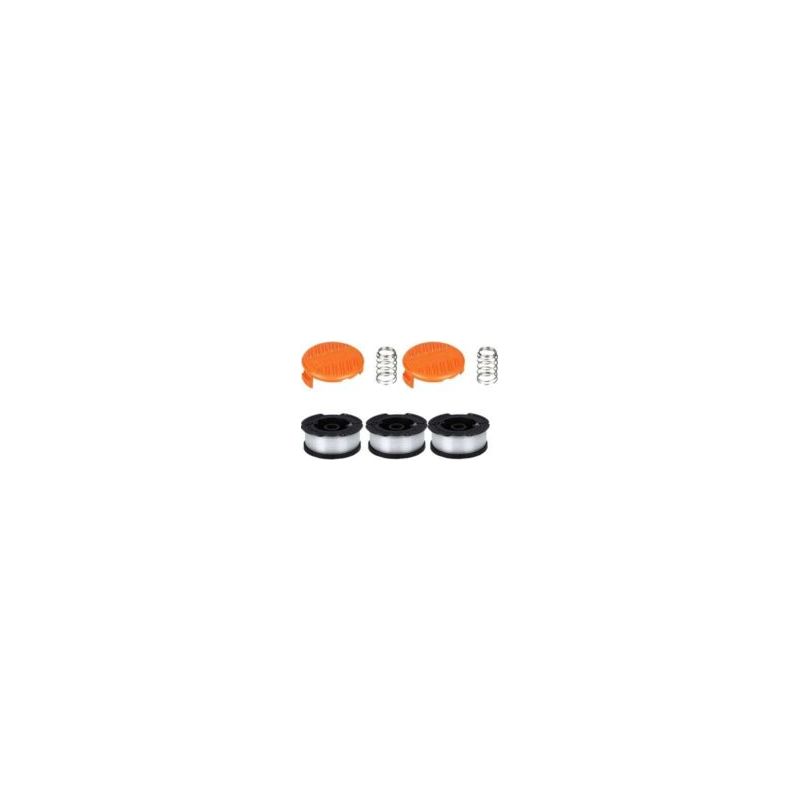 Black & Decker Trimmerspule, 0,2 Cm Trimmerspule, 3 Trimmerfäden, 2 Kappen, 2 Crezuo-federn