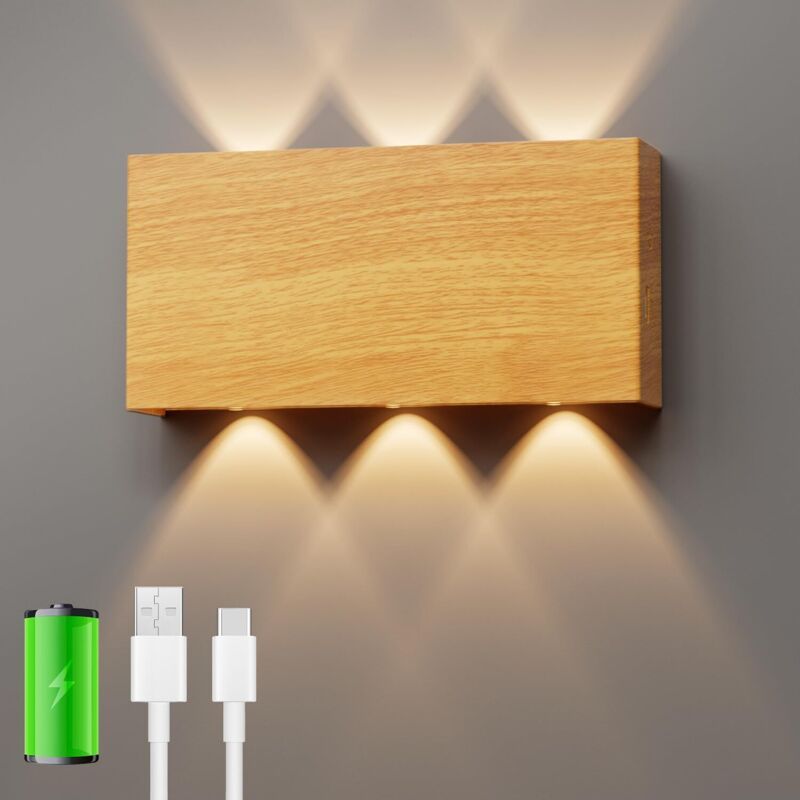 Kabellose Wandleuchte Mit 5200 Mah, Stufenloses Dimmen, 3 Farbtemperaturen, Klebe- Oder Schraubmontage, Für Schlafzimmer Und Flur