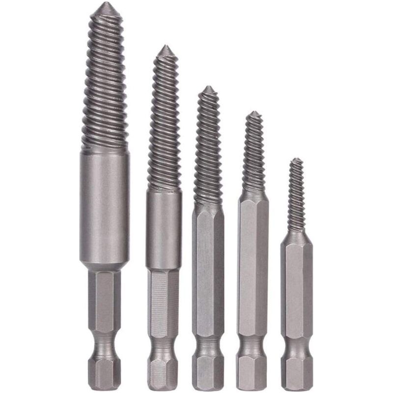 Foret À Visser, Outil D'Extraction De Boulons, Kit 5 Pièces À Dents Fines, Pour Retirer Les Vis Hexagonales Cassées Et Les Boulons Endommagés Crezuo
