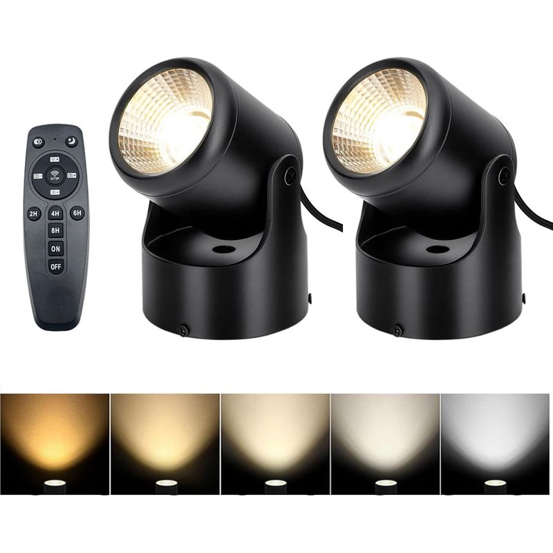 Set Aus 2 Led-innenstrahlern Mit Indirekter Beleuchtung, Einstellbarer Farbtemperatur (2700k–6500k), Fernbedienung, 120v, 1,8m Kabel Mit Schalter