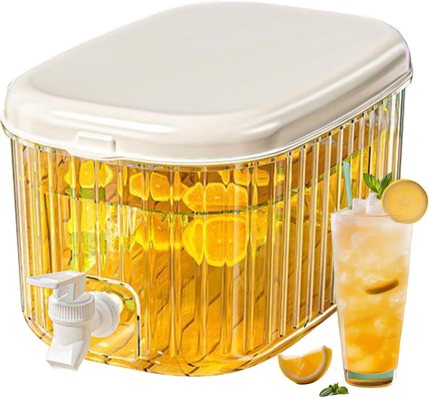 5,5-liter-wasserbehälter Für Den Kühlschrank Mit Zapfhahn, Auslaufsicherem Deckel, Bpa-freiem Kunststoff, Kompatibel Mit Den Meisten Kühlschränken [jun]