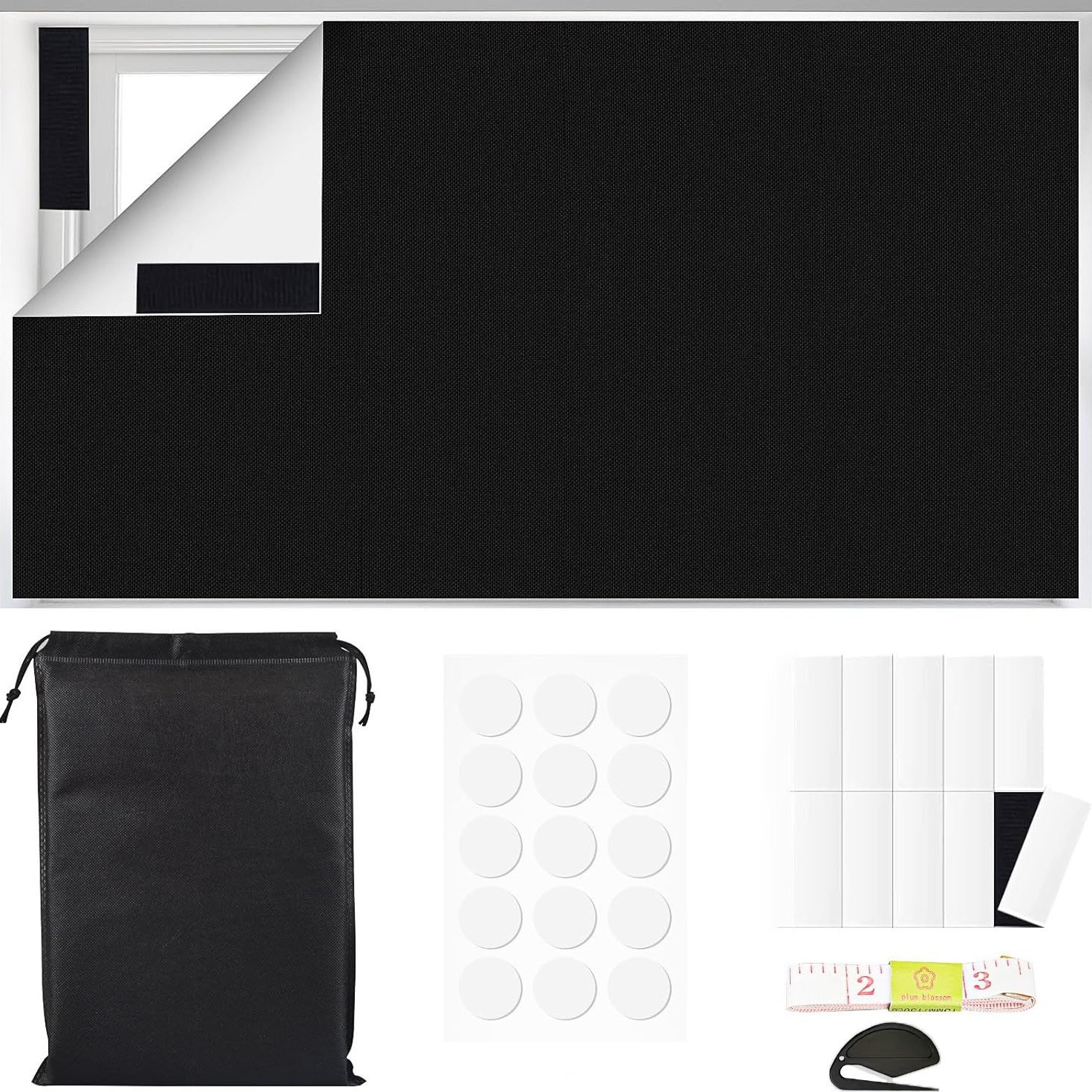150 X 100 Cm Verdunkelungsstoff-sonnenschutz, 100 % Verdunkelung, Wärmeisolierende Beschichtungsfolie (inkl. Zubehör)