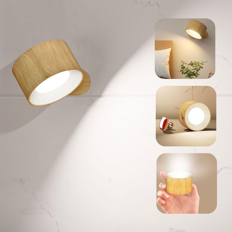 Led-wandleuchte Mit Integrierter Wiederaufladbarer Batterie, Version Aus Holz