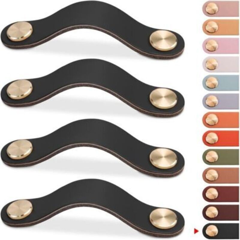 Set Mit 4 Ledergriffen Für Möbel, Schranktüren, Schubladen Und Im Vintage-stil, Für Kleiderschränke, Kommoden Usw. Crezuo