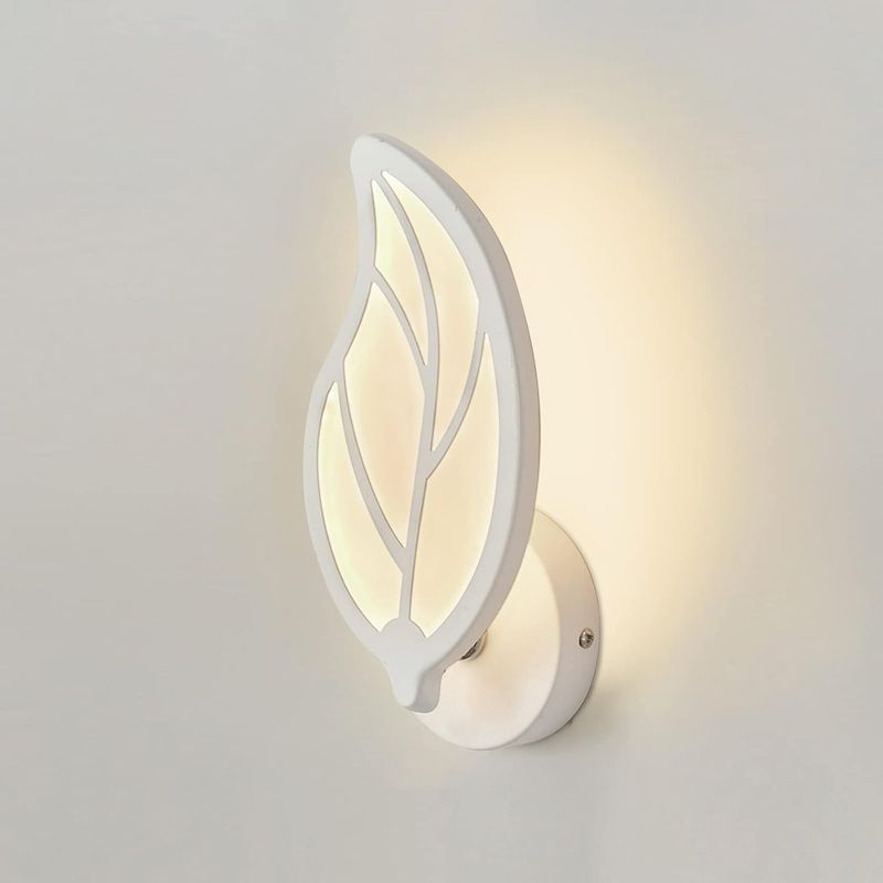10-w-led-wandleuchte, Weiße Acryl-blattform, Warmes Licht, Art-déco-stil Für Wohnzimmer, Schlafzimmer Und Nachttisch