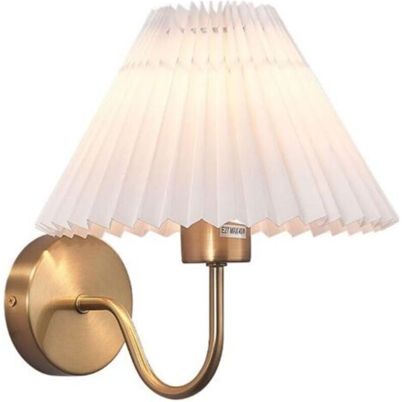 Goldene Wandleuchte Mit Plissiertem Pvc-schirm Und 5-w-glühbirne In Warmweiß, Innenbeleuchtung, 1 Stück