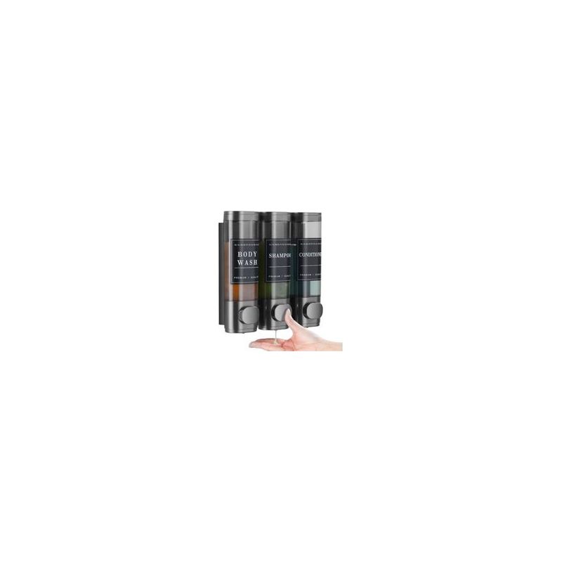 Crezuo 3-in-1 Wandspender Für Seife Und Duschgel, Kein Bohren Erforderlich, Ideal Für Shampoo, Spülung, Küche, Hotel, Grau