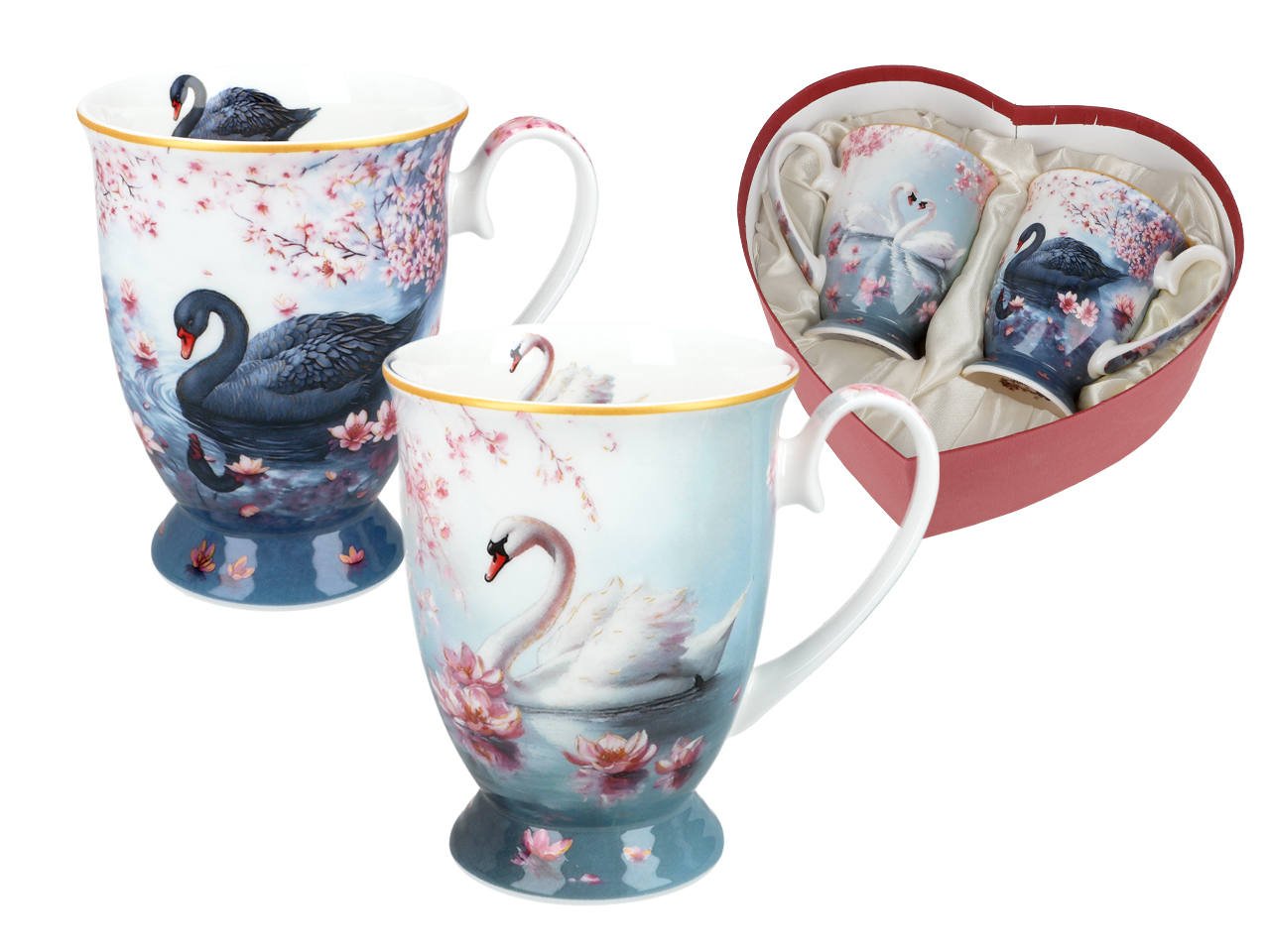 Carmani, Set Aus 2 Herzförmigen Tassen - Laura Lozano/swans