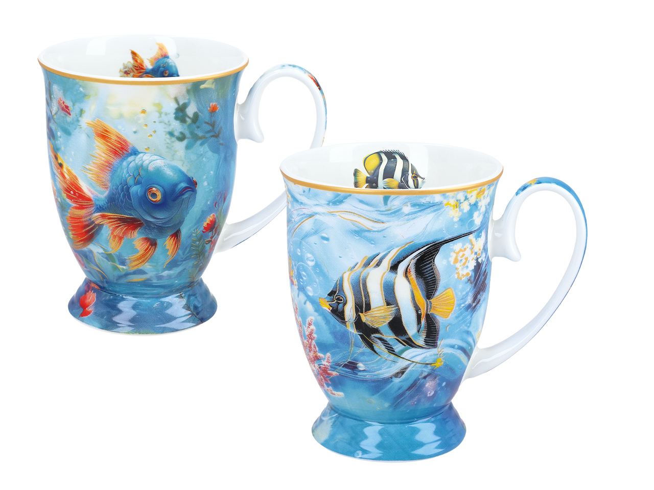 Carmani, 2 Porzellantassen In Herzförmiger Verpackung - Laura Lozano/coral Reef