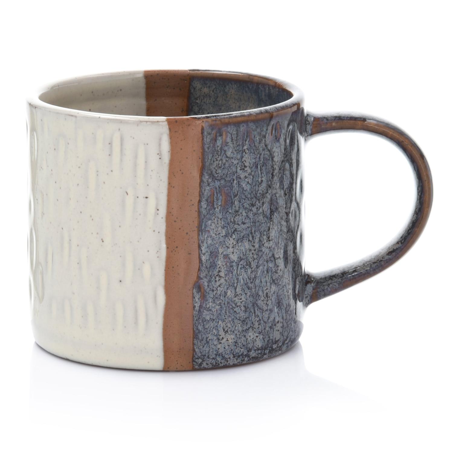 Wunderschöner 250-ml-krug Aus Cremefarbenem Und Blauem Kraft-steinzeug Von Duka