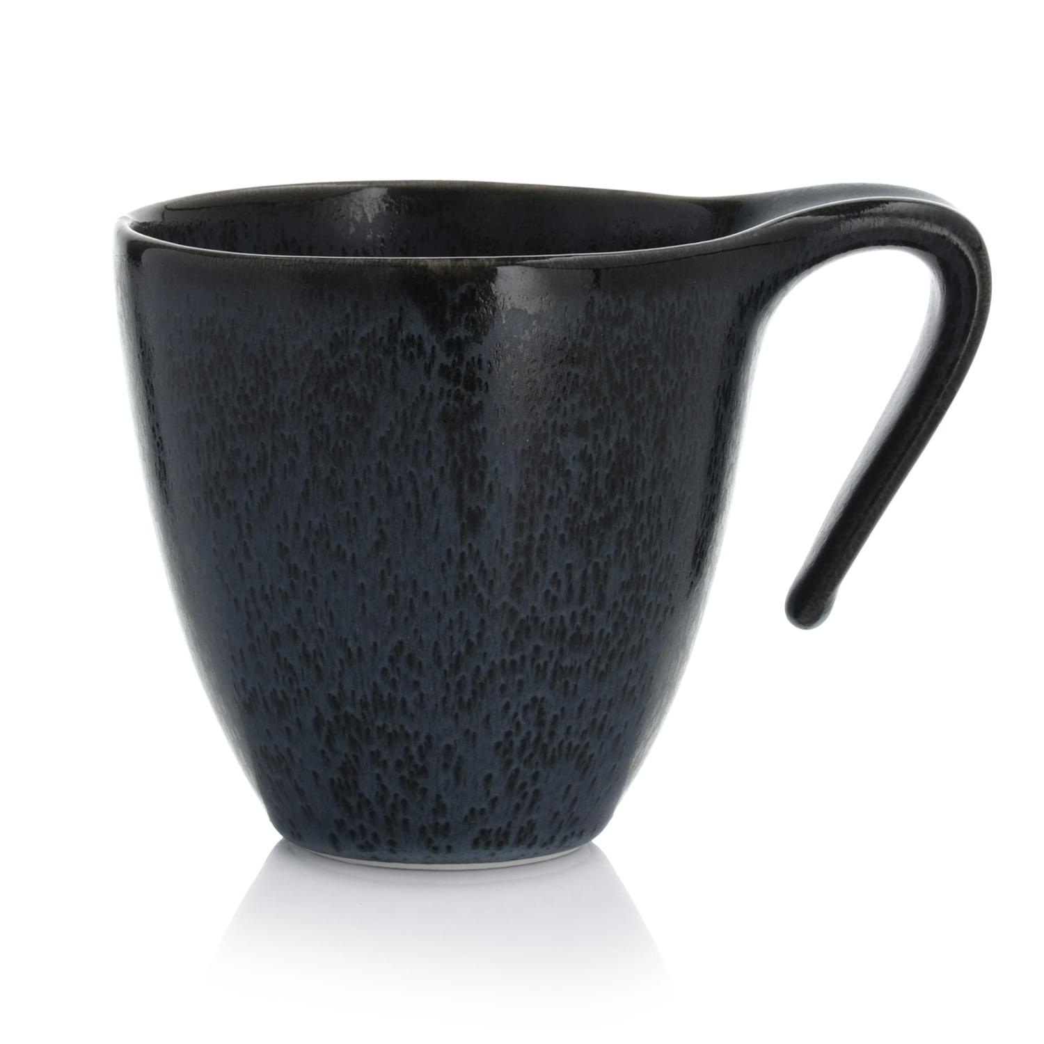 Schwarze Porzellantasse „time“, 450 Ml, Graphitblau, Spülmaschinenfest