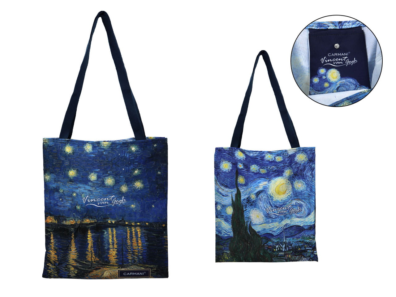 Carmani, Schultertasche, Für Einkäufe Bis 5 Kg - Van Gogh/nacht