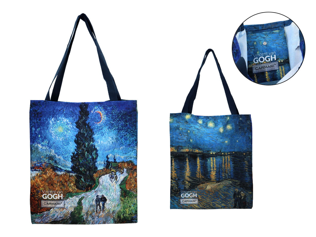 Carmani, Schultertasche, Für Einkäufe Bis 5 Kg - Van Gogh/straße Mit Zypresse