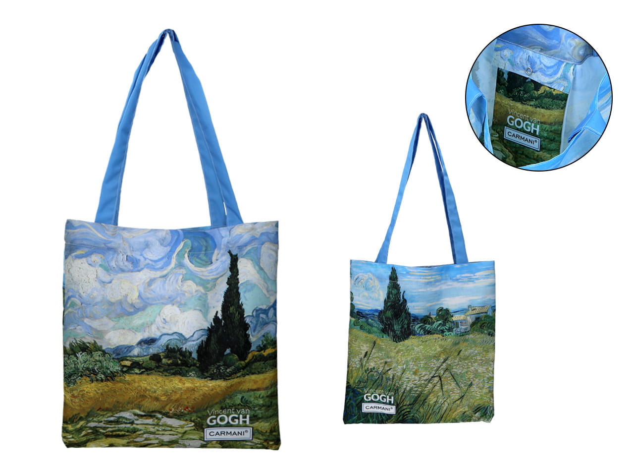 Carmani, Umhängetasche, Für Einkäufe Bis 5 Kg - Van Gogh/weizenfeld Mit Zypressen