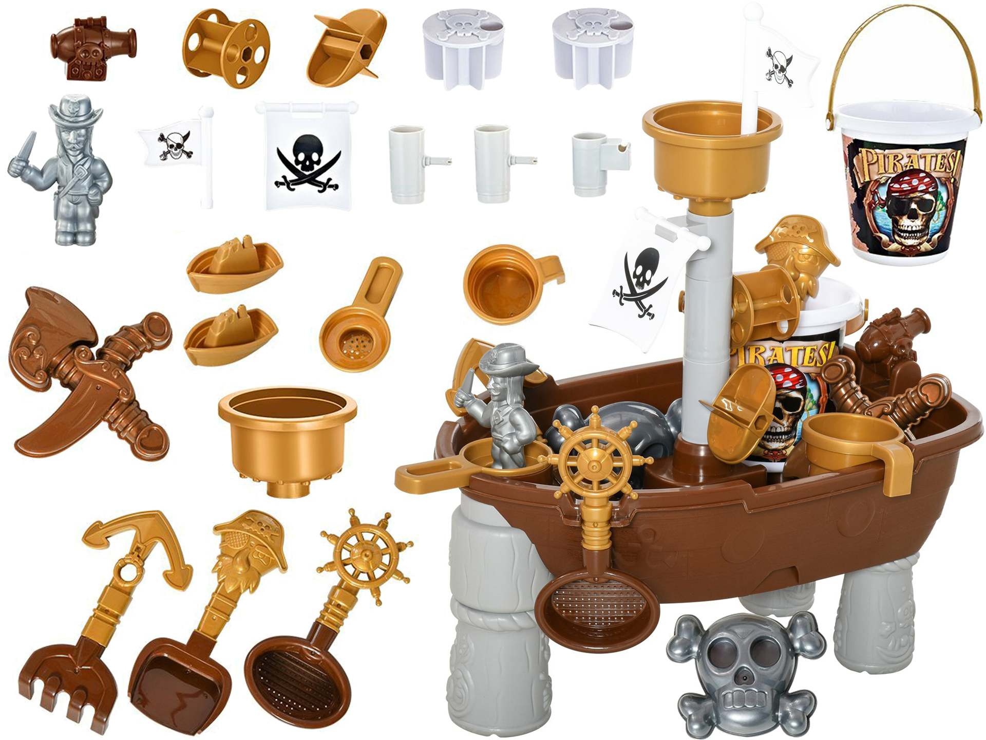 Piratenschiff-set Für Sand Und Wasser, Sandkasten, Wassertisch, Schaufel, Rechen