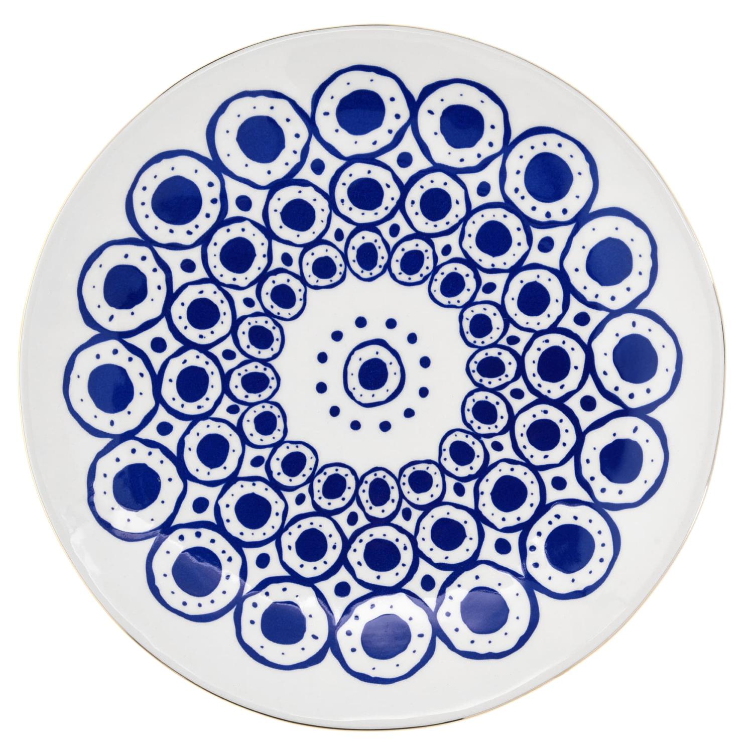 Siren Duka Frühstücksteller Aus Steingut, Marineblau Und Goldfarben, 21,5 Cm