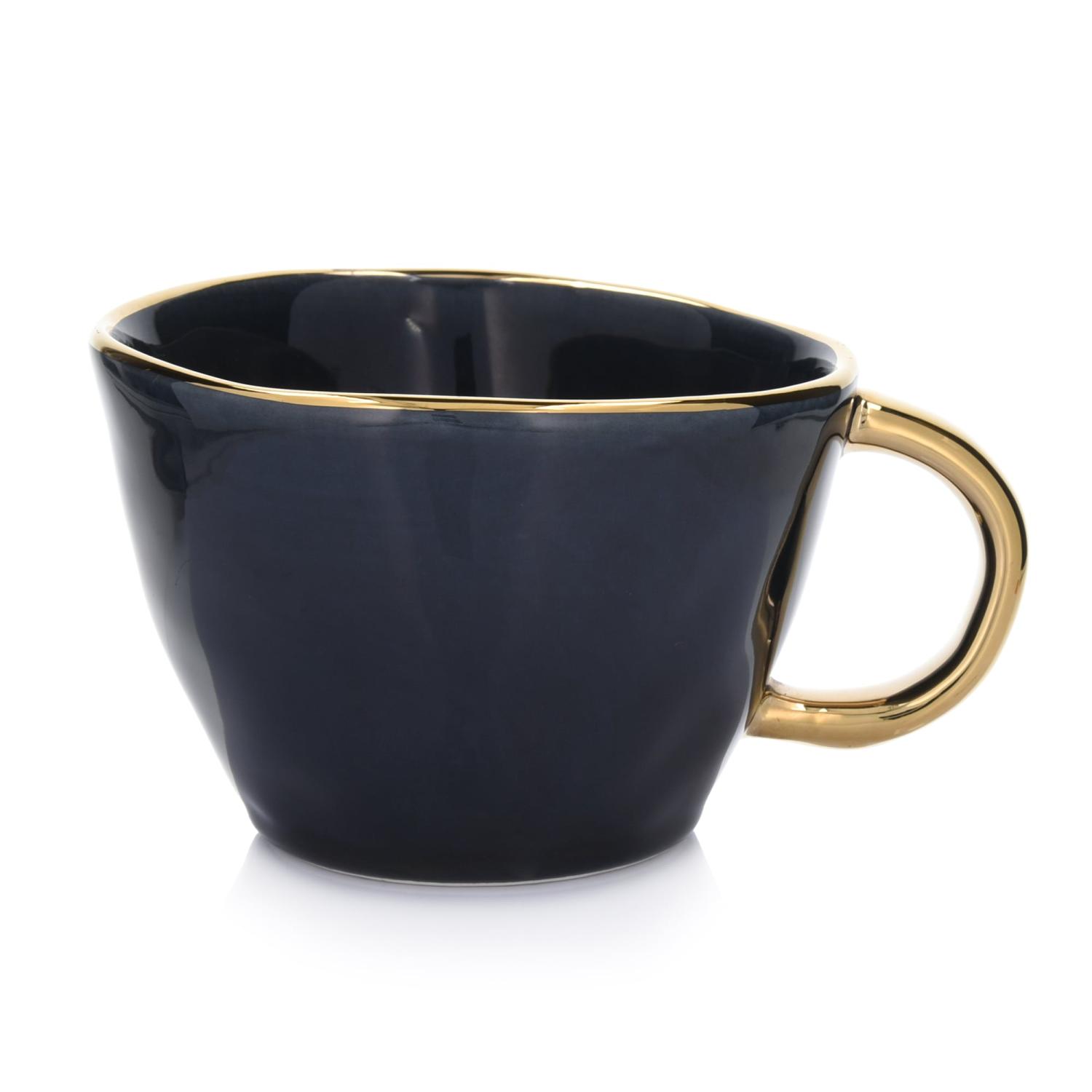 Steingutbecher, Marineblau Und Gold, 300 Ml, Originaldesign Siren Duka