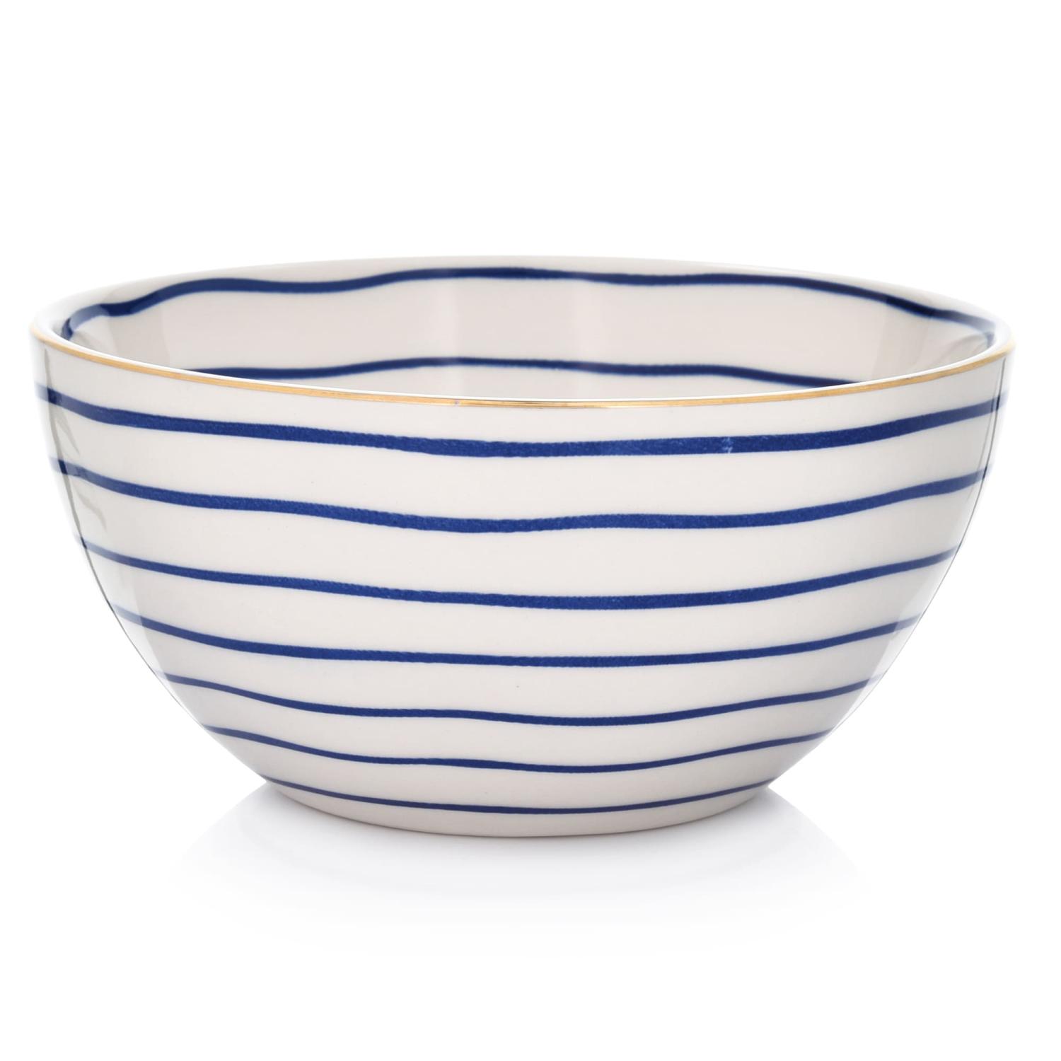 Steingutschale 15 Cm, Marineblau Und Gold, 500 Ml, Siren Duka