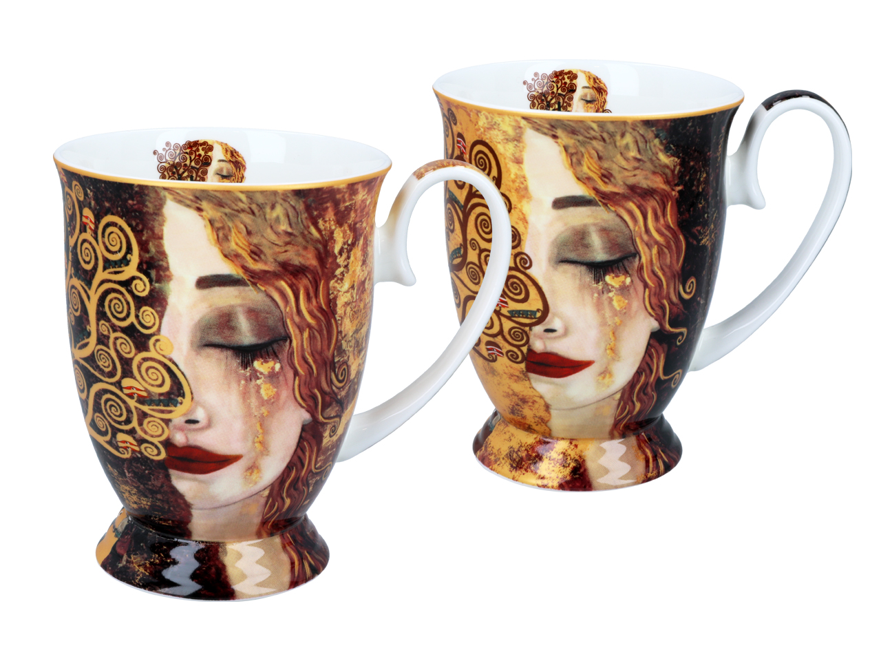 Carmani, 2 Porzellantassen In Herzförmiger Verpackung - Gustav Klimt/goldene Tränen