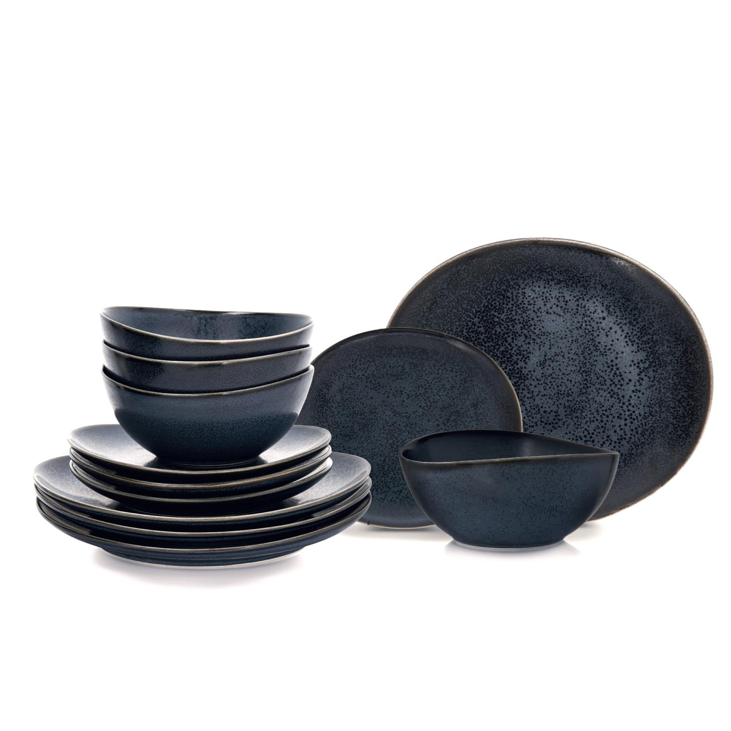 Duka Porzellan-essservice, Time Black, 12-teilig, Graphit