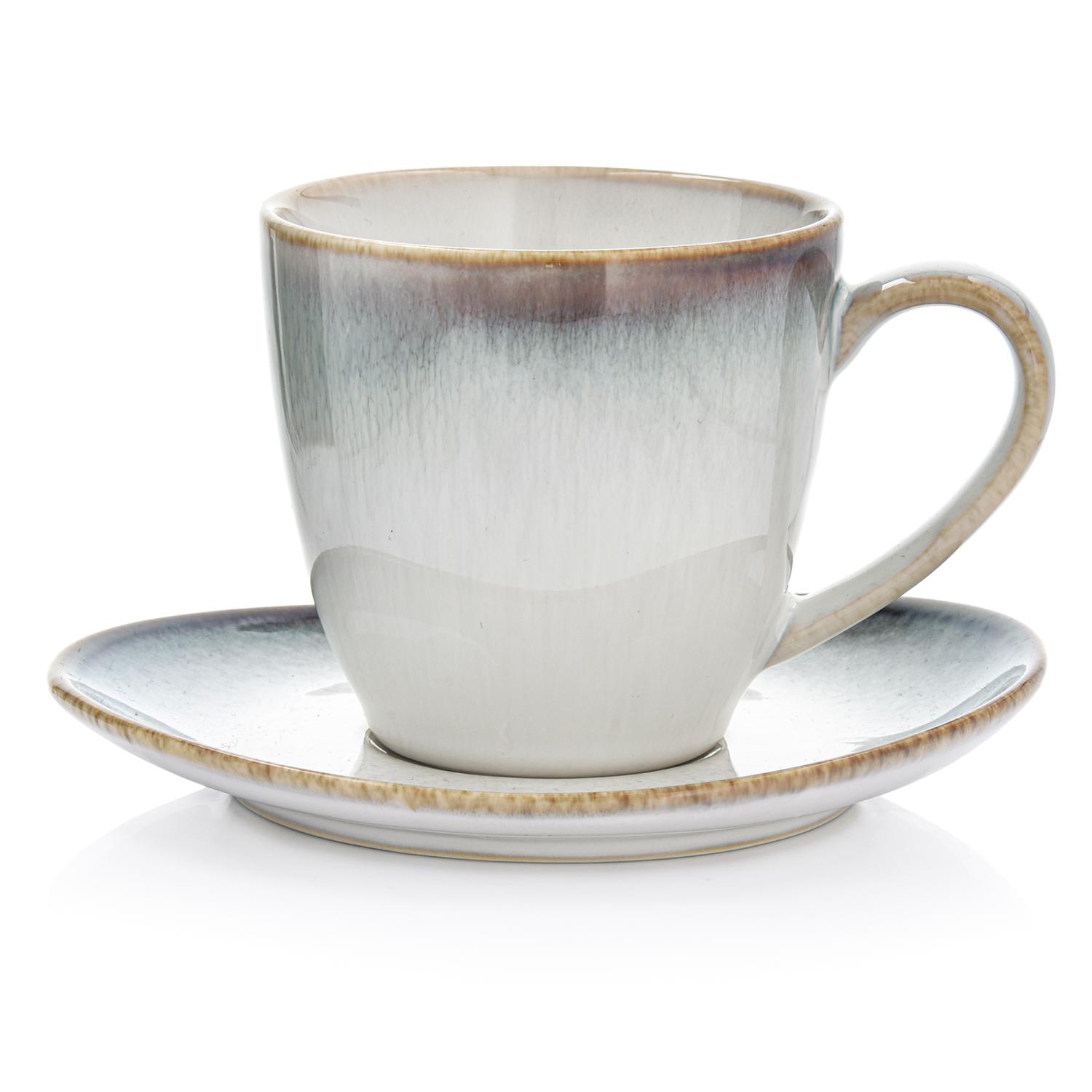 Retro-tasse Mit Untertasse, 220 Ml, Graues Porzellan, Freja Duka