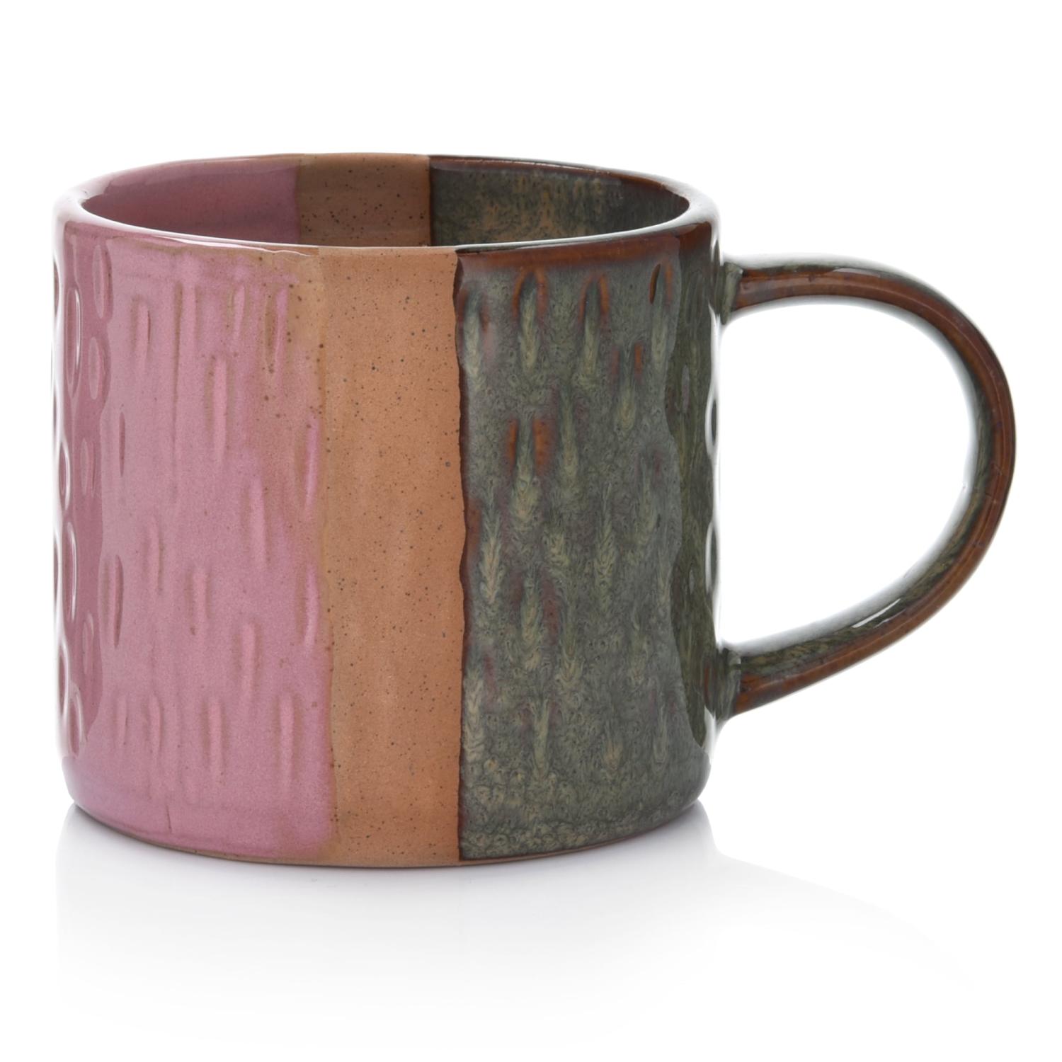 Bezaubernder 250-ml-becher Aus Rosa Und Grünem Kraft-steinzeug