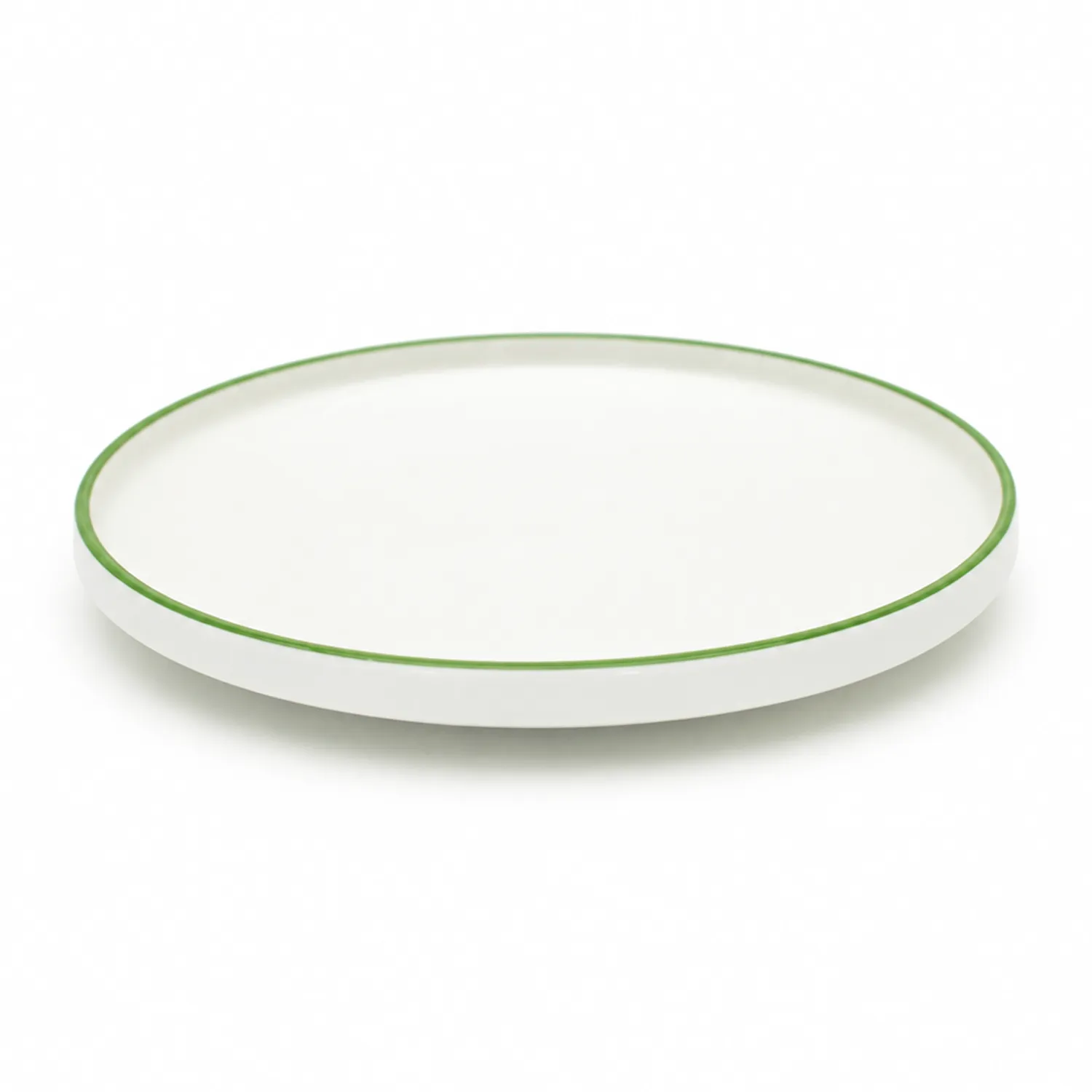 Porzellan-frühstücksteller Mit Grünem Rand, 21 Cm, Duka